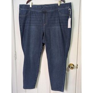 NWT Lane Bryant High Rise Stretch Pull On Jeggings Womens 26 Dark Blue Denim